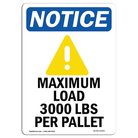 Signmission OSHA Notice, 7" Height, NOTICE Maximum Load Sign With Symbol, 7" X 5", Portrait OS-NS-D-57-V-15943